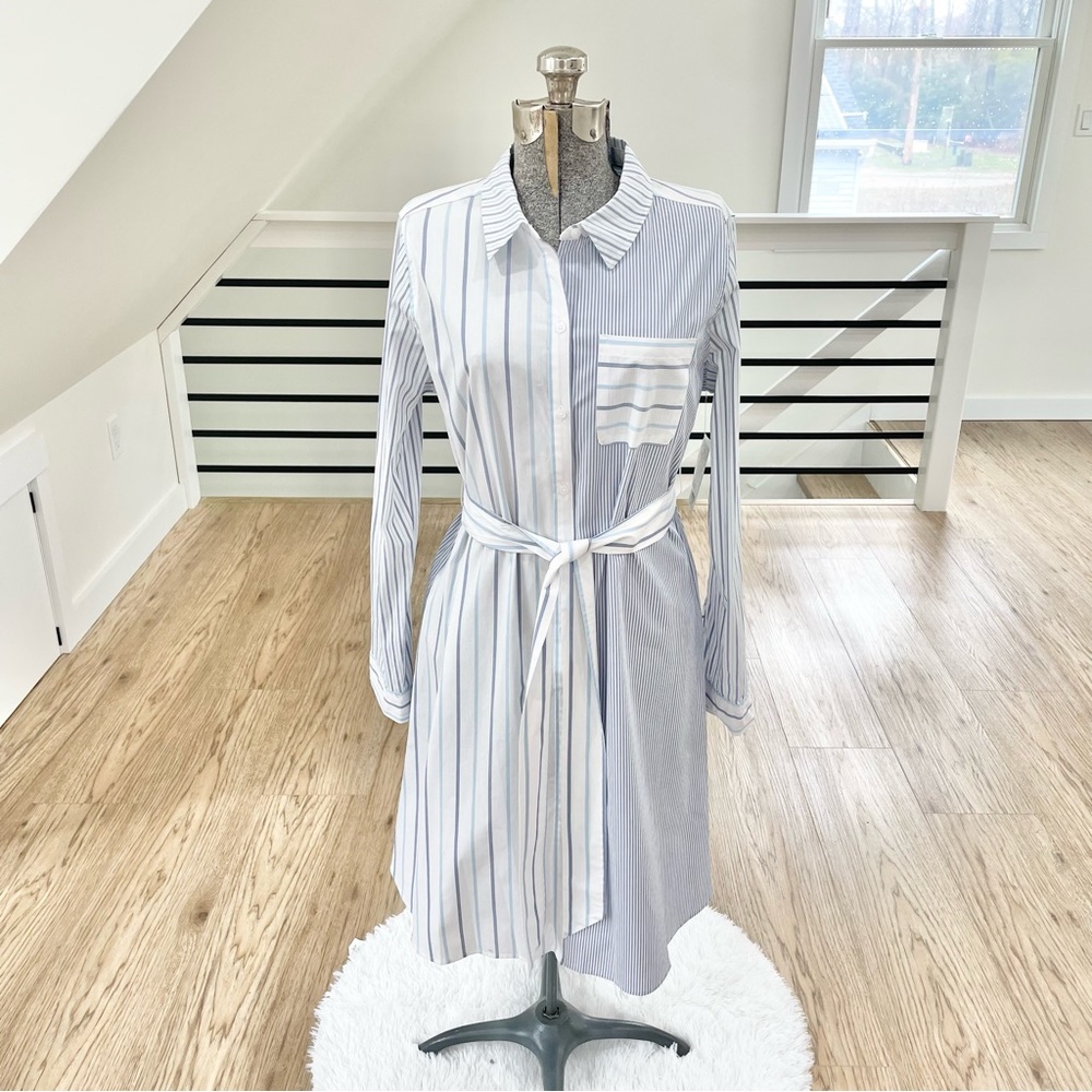 S or L button-down striped, collared dress